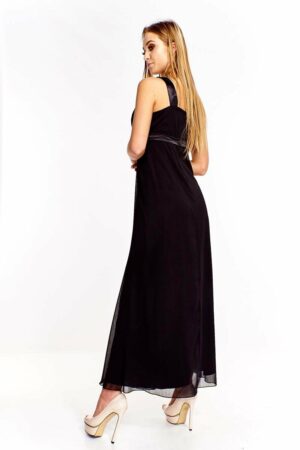 Официална черна дълга рокля от шифон