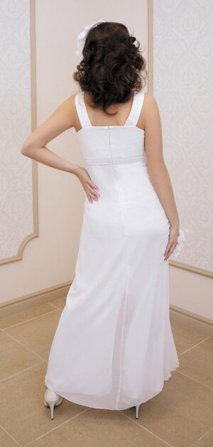 Официална дълга рокля от шифон в бяло
