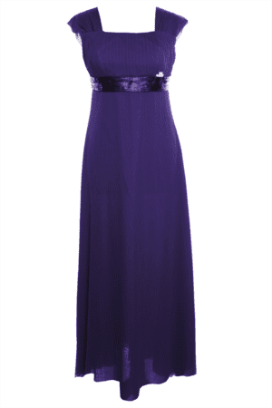 Дълга тъмно синьо-лилава официална рокля от шифон