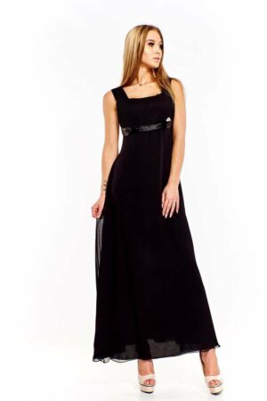 Дълга черна официална рокля от шифон