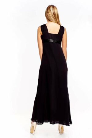 Дълга черна официална рокля от шифон