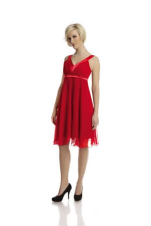 Официална рокля от шифон до коляното цвят червено