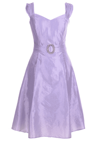 Официална разкроена рокля в светло лилаво с колан с катарама и болеро