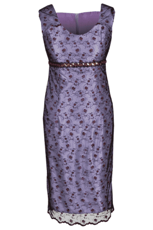 Официална рокля от тафта и дантела с болеро във виолетов цвят