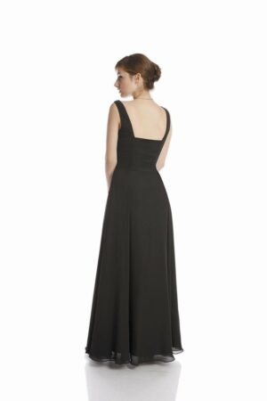 Дълга официална рокля от шифон с камъни - цвят черно