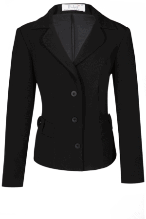 Черно дамско есенно сако с три копчета