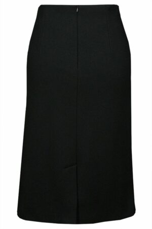 Зимна черна права пола декорирана с еко кожа
