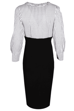 Дамска рокла имитация риза с пола - бяло и черно