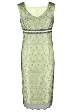 Официална рокля от тафта и дантела с болеро в зелено