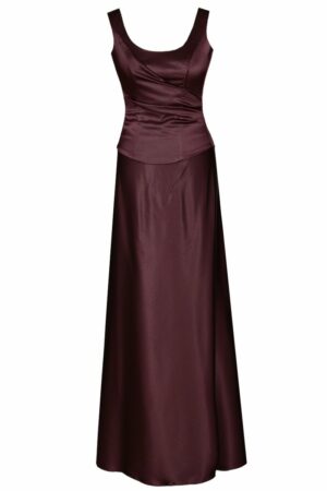 Дълга официална сатенена рокля 001 тъмно бордо