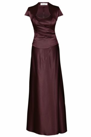 Дълга официална сатенена рокля 001 тъмно бордо