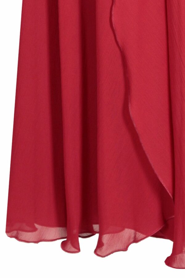 Официална дълга рокля от шифон в малиново червено