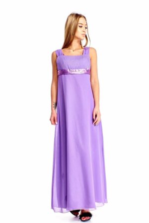 Дълга виолетова официална рокля от шифон