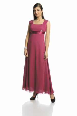 Дълга официална рокля от шифон - червено лилаво