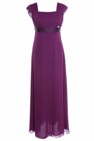 Дълга тъмно лилава официална рокля от шифон