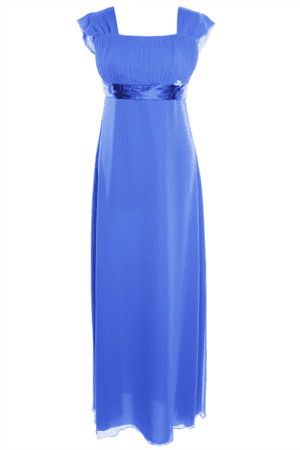 Дълга официална рокля от шифон в синьо