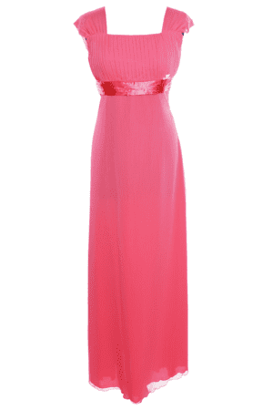 Дълга наситено розова официална рокля от шифон
