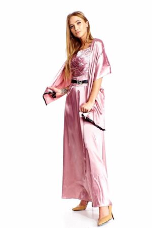 Официална дълга сатенена рокля без ръкав в цвят пепел от рози