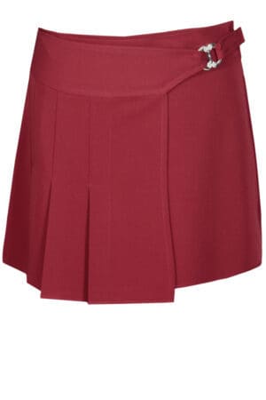 Къса пола в цвят бордо с прехлупване на предницата