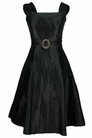 Официална разкроена рокля в черно с колан с катарама и болеро