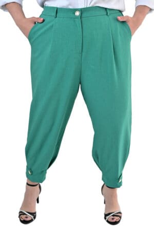 Зелен ленен дамски панталон 1053
