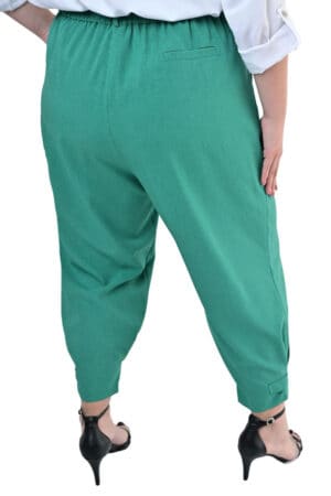 Зелен ленен дамски панталон 1053