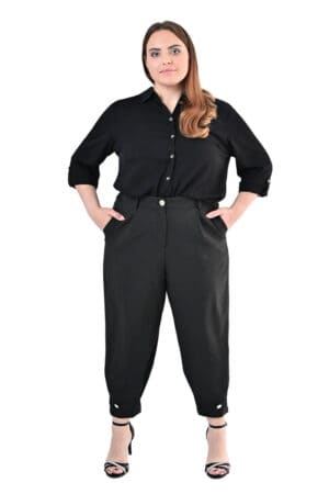Черен ленен дамски панталон 1053