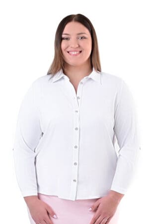 Класическа бяла риза от еластична материя 1058