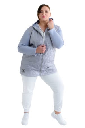 Сиво дамско яке-суичър с качулка 1067