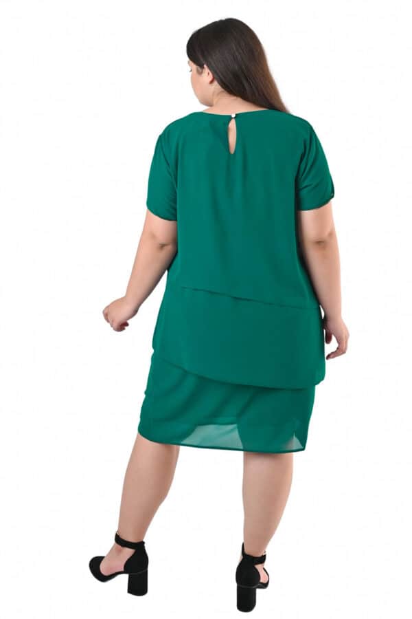 Ефирна зелена макси рокля на волани с къс ръкав 765