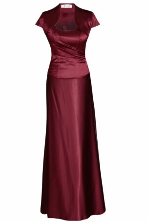Дълга официална сатенена рокля 001 цвят бордо