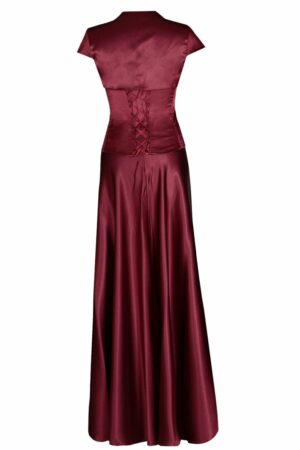 Дълга официална сатенена рокля 001 цвят бордо