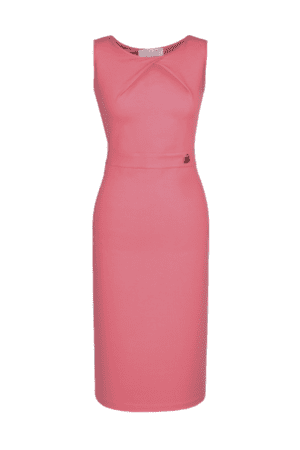 Коралово розова рокля тип молив без ръкав