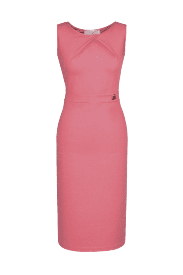 Коралово розова рокля тип молив без ръкав