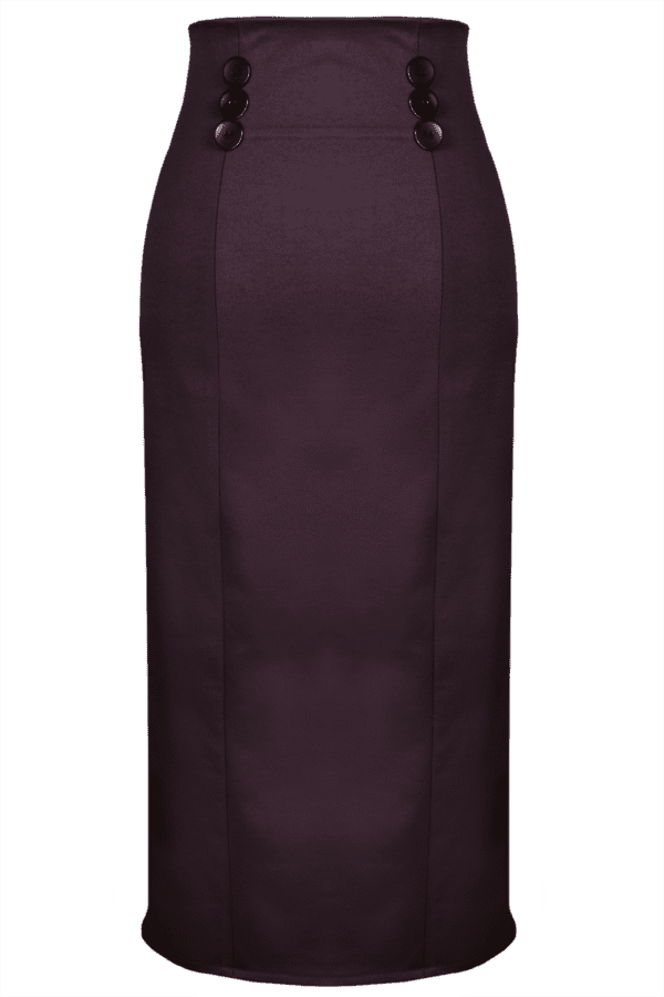 Права лилава сатенена пола с висока талия
