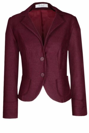 Зимно дамско сако в цвят бордо