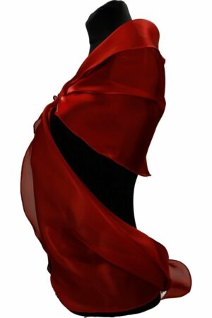 Правоъгълен тъмно червен официален шал от органза