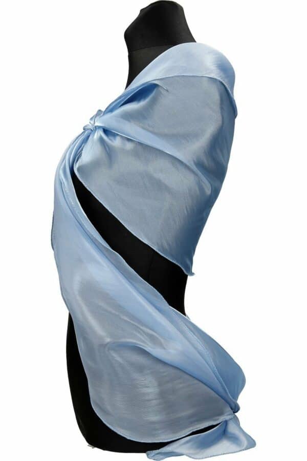 Правоъгълен светло син официален шал от органза