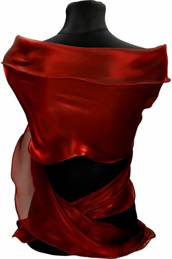 Правоъгълен червен официален шал от органза