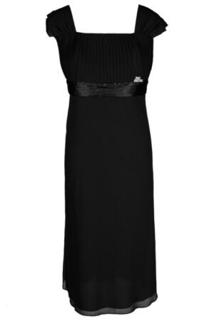 Черна официална рокля от шифон до коляното