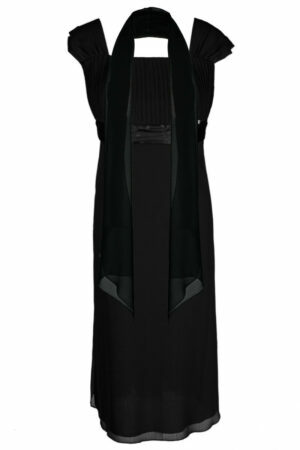 Черна официална рокля от шифон до коляното