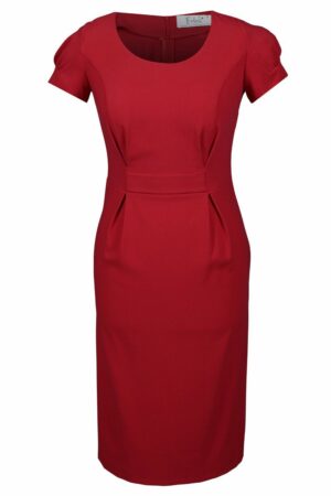 Червена дамска рокля с къс ръкав