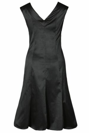 Официална черна сатенена рокля без ръкав