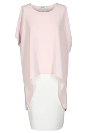 Елегантна макси рокля от две части в бяло и бледо розово