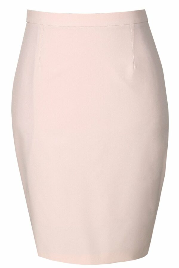 Класическа бледо розова права дамска пола под коляното