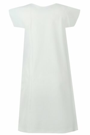 Свободна макси дамска рокля с къс ръкав цвят бял