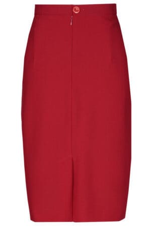 Класическа малинено червена права дамска пола под коляното