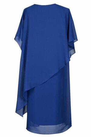Синя асиметрична макси  рокля от шифон