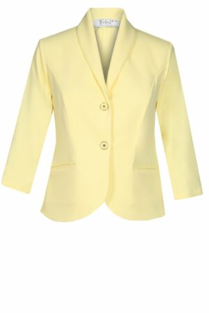 Жълто дамско сако с 3/4 ръкав от еластична материя