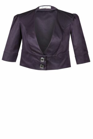 Сатенено късо сако с две копчета в тъмно лилаво